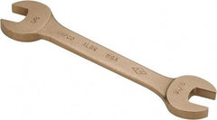 Ampco - 9/16" x 5/8" Nonsparking Open End Wrench - 6-1/2" OAL, Double End, Plain Finish, 15° Head Angle - USA Tool & Supply