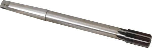 Made in USA - 13/16" Diam, 5/8" Max Diam 2MT Morse Taper Shank, 1-3/8" Flute Length, Machine Expansion Reamer - Straight Flute, 9-1/2" OAL, Right Hand Cut, 8 Flutes, High Speed Steel, Bright Finish - USA Tool & Supply