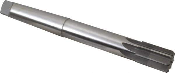 Made in USA - 1-5/16" Diam, 1" Max Diam 4MT Morse Taper Shank, 1-7/8" Flute Length, Machine Expansion Reamer - Straight Flute, 11-1/2" OAL, Right Hand Cut, 8 Flutes, High Speed Steel, Bright Finish - USA Tool & Supply