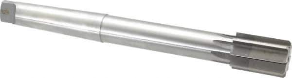 Made in USA - 1-1/2" Diam, 1-1/4" Max Diam 4MT Morse Taper Shank, 2-1/8" Flute Length, Machine Expansion Reamer - Straight Flute, 12-1/2" OAL, Right Hand Cut, 8 Flutes, High Speed Steel, Bright Finish - USA Tool & Supply