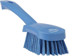 Vikan - 1.3" Bristle Length, Polyester Scrub Brush - 4-1/4" Long x 2-3/4" Wide Head, 10" OAL, Blue, Polypropylene Block - USA Tool & Supply