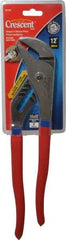 Crescent - 12" OAL, 2-1/2" Max Capacity, 8 Position Groove Joint Tongue & Groove Pliers - Straight Jaws, Straight Head, Plastic Cushion Handles - USA Tool & Supply