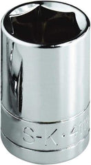 SK - 3/8", 1/4" Drive, Standard Hand Socket - 6 Points, Steel, Chrome Finish - USA Tool & Supply