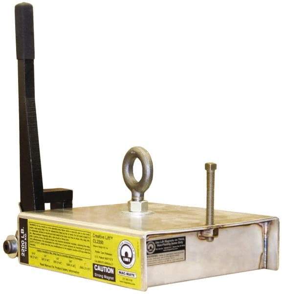 Mag-Mate - 2,200 Lb Load Capacity, Magnetic Lifter - 7" High x 10-1/2" Wide, 2 Poles, For Use with Flats - USA Tool & Supply