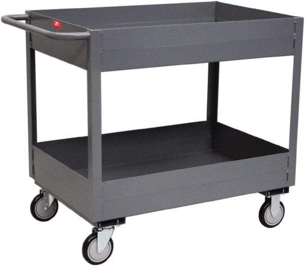 Jamco - 1,200 Lb Capacity, 24" Wide x 30" Long x 35" High Service Cart - 2 Shelf, Steel, 2 Rigid/2 Swivel Casters - USA Tool & Supply