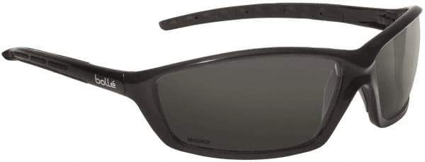 bolle SAFETY - Gray Lenses, Framed Safety Glasses - Scratch Resistant, Black Polycarbonate/Thermoplastic Rubber Frame, Wrap Around - USA Tool & Supply