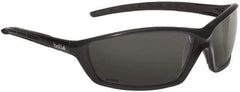 bolle SAFETY - Gray Lenses, Framed Safety Glasses - Scratch Resistant, Black Polycarbonate/Thermoplastic Rubber Frame, Wrap Around - USA Tool & Supply