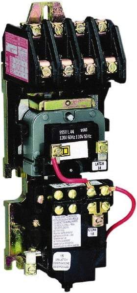 Square D - No Enclosure, 2 Pole, Mechanically Held Lighting Contactor - 20 A (Tungsten), 30 A (Fluorescent), 24 VAC at 60 Hz, 2NO Contact Configuration - USA Tool & Supply