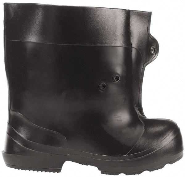 Winter Walking - Men's 6-7 (Women's 8-9) Traction Overshoes - Plain Toe, Nonslip Sole, PVC Upper, Black - USA Tool & Supply