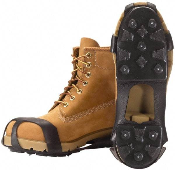 Winter Walking - Size 5-6.5, (Women's Size 4.5-6) Overboot Cleat - Steel Studs Traction, Black - USA Tool & Supply