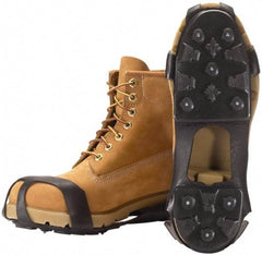 Winter Walking - Size 5-6.5, (Women's Size 4.5-6) Overboot Cleat - Steel Studs Traction, Black - USA Tool & Supply