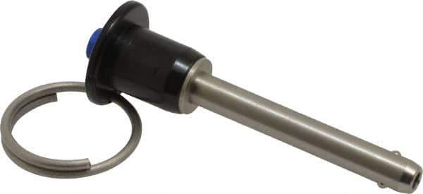Gibraltar - 1/4" Diam, 1-1/2" Usable Length, Button Handle, Quick Release Pin - Grade 304 Stainless Steel, Bright Finish - USA Tool & Supply