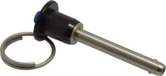 Gibraltar - 1/4" Diam, 1-1/2" Usable Length, Button Handle, Quick Release Pin - Grade 304 Stainless Steel, Bright Finish - USA Tool & Supply