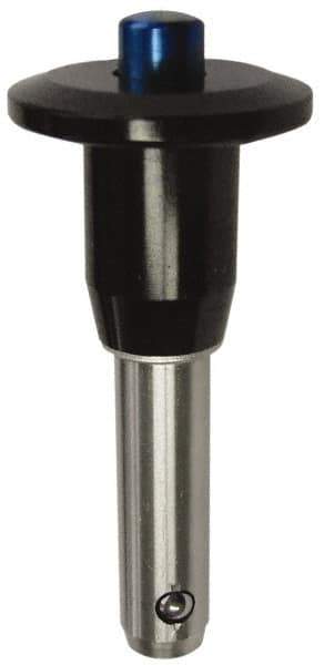 Gibraltar - 5/8" Diam, 4" Usable Length, Button Handle, Quick Release Pin - Grade 17-4 Stainless Steel, Bright Finish - USA Tool & Supply