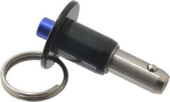 Gibraltar - 3/8" Diam, 1/2" Usable Length, Button Handle, Quick Release Pin - Grade 304 Stainless Steel, Bright Finish - USA Tool & Supply