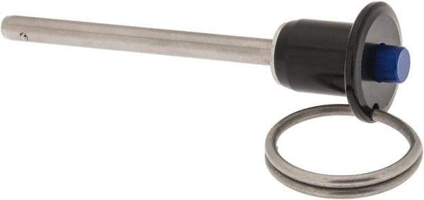 Gibraltar - 3/16" Diam, 2" Usable Length, Button Handle, Quick Release Pin - Grade 17-4 Stainless Steel, Bright Finish - USA Tool & Supply