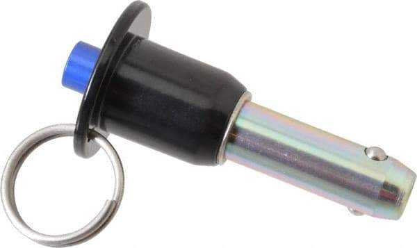 Gibraltar - 1/2" Diam, 1" Usable Length, Button Handle, Quick Release Pin - Grade 4130 Steel, Zinc-Plated Finish - USA Tool & Supply