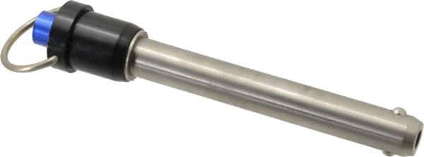 Gibraltar - 5/8" Diam, 4" Usable Length, Ring Handle, Quick Release Pin - Grade 17-4 Stainless Steel, Bright Finish - USA Tool & Supply