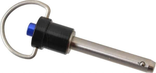 Gibraltar - 1/4" Diam, 1-1/4" Usable Length, Ring Handle, Quick Release Pin - Grade 304 Stainless Steel, Bright Finish - USA Tool & Supply