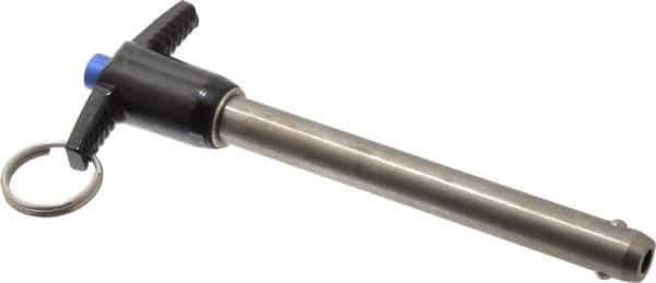 Gibraltar - 1/2" Diam, 4" Usable Length, T Handle, Quick Release Pin - Grade 17-4 Stainless Steel, Bright Finish - USA Tool & Supply