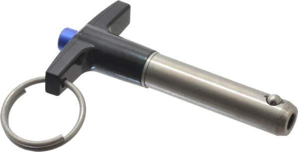 Gibraltar - 7/16" Diam, 1-1/2" Usable Length, T Handle, Quick Release Pin - Grade 17-4 Stainless Steel, Bright Finish - USA Tool & Supply