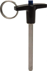 Gibraltar - 1/4" Diam, 2-1/2" Usable Length, T Handle, Quick Release Pin - Grade 17-4 Stainless Steel, Bright Finish - USA Tool & Supply