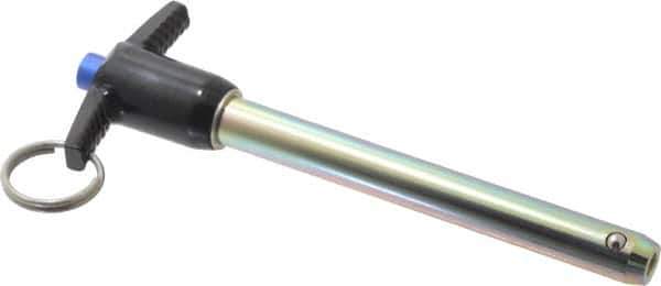 Gibraltar - 1/2" Diam, 4" Usable Length, T Handle, Quick Release Pin - Grade 4130 Steel, Zinc-Plated Finish - USA Tool & Supply