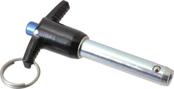 Gibraltar - 1/2" Diam, 2" Usable Length, T Handle, Quick Release Pin - Grade 4130 Steel, Zinc-Plated Finish - USA Tool & Supply