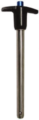 Gibraltar - 3/8" Diam, 5" Usable Length, T Handle, Quick Release Pin - Grade 17-4 Stainless Steel, Bright Finish - USA Tool & Supply