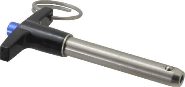 Gibraltar - 3/8" Diam, 2" Usable Length, T Handle, Quick Release Pin - Grade 304 Stainless Steel, Bright Finish - USA Tool & Supply