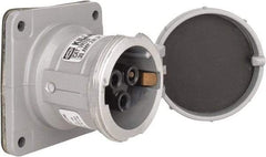 Hubbell Killark - 1 Phase, 250 VDC, 600 VAC, 30 Amp, 3/4 Inch Hub, 2 Pin Configuration, Self Grounding Pin and Sleeve Receptacle - 3 Poles, Yellow - USA Tool & Supply