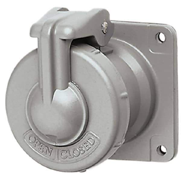 Hubbell Killark - 1 Phase, 250 VDC, 600 VAC, 30 Amp, 3/4 Inch Hub, 4 Pin Configuration, Self Grounding Pin and Sleeve Receptacle - 4 Poles, Yellow - USA Tool & Supply