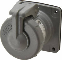 Hubbell Killark - 1 Phase, 250 VDC, 600 VAC, 30 Amp, 3/4 Inch Hub, 3 Pin Configuration, Self Grounding Pin and Sleeve Receptacle - 4 Poles, Yellow - USA Tool & Supply