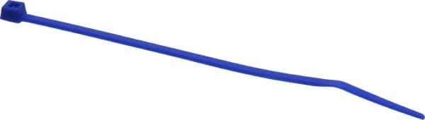 Made in USA - 4-1/8" Long Blue Nylon Standard Cable Tie - 18 Lb Tensile Strength, 1.07mm Thick, 22.23mm Max Bundle Diam - USA Tool & Supply