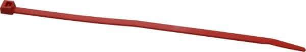 Made in USA - 5.84" Long Red Nylon Standard Cable Tie - 40 Lb Tensile Strength, 1.24mm Thick, 36.42mm Max Bundle Diam - USA Tool & Supply