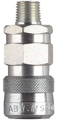CEJN - 1/2 Male NPT European High Flow Pneumatic Hose High Flow Coupler - Brass Chrome Plated, 3/8" Body Diam - USA Tool & Supply
