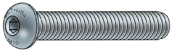 Metric Blue - M6x1.00 Metric Coarse Hex Socket Drive, Button Screw - Grade 12.9 Alloy Steel, Metric Blue Finish, Fully Threaded, 35mm Length Under Head - USA Tool & Supply