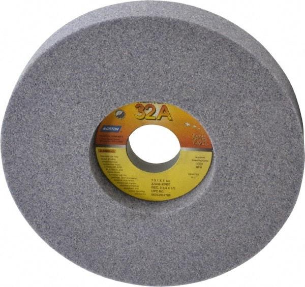 Norton - 7" Diam x 1-1/4" Hole x 1" Thick, K Hardness, 46 Grit Surface Grinding Wheel - Aluminum Oxide, Type 5, Coarse Grade, 3,600 Max RPM, Vitrified Bond, One-Side Recess - USA Tool & Supply