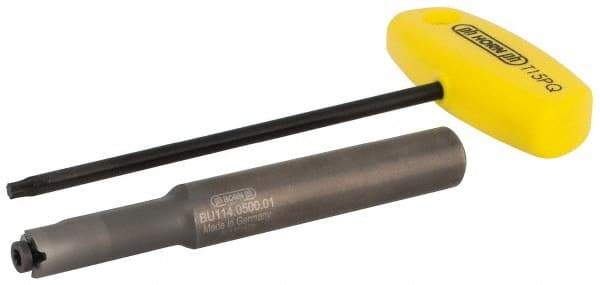 HORN - BU114, Internal, Neutral, 0.157" Max Depth of Cut, 0.157" Max Groove Width, Indexable Grooving Tool Holder - U114 Insert Compatibility, 1/2" Shank Width, 3-15/16" OAL, Through Coolant - USA Tool & Supply
