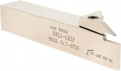 Iscar - HELI, External, Left Hand, 0.236 to 1/4" Groove Width, Indexable Grooving Tool Holder - DG.. 6303, GRIP 6.. Insert Compatibility, 1-1/4" Shank Height, 1-1/4" Shank Width, 7" OAL - USA Tool & Supply