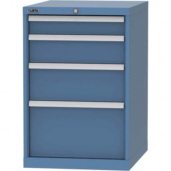 LISTA - 4 Drawer, 99 Compartment Bright Blue Steel Modular Storage Cabinet - USA Tool & Supply