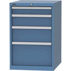 LISTA - 4 Drawer, 99 Compartment Bright Blue Steel Modular Storage Cabinet - USA Tool & Supply