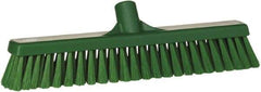 Vikan - 16" Fine Particle Synthetic Push Broom - 2" Bristle Length, Plastic Block, European Threaded Handle Connection - USA Tool & Supply