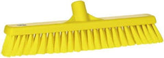 Vikan - 16" Fine Particle Synthetic Push Broom - 2" Bristle Length, Plastic Block, European Threaded Handle Connection - USA Tool & Supply