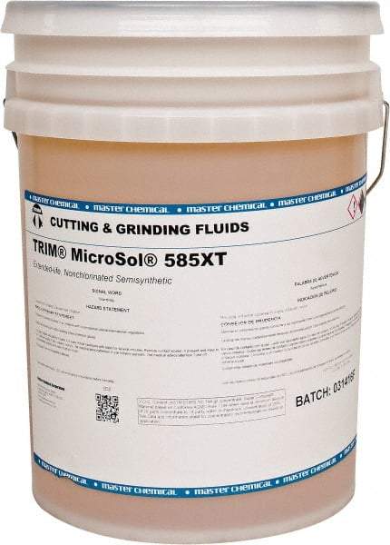 Master Fluid Solutions - Trim MicroSol 585XT, 5 Gal Pail Cutting & Grinding Fluid - Semisynthetic, For Machining - USA Tool & Supply