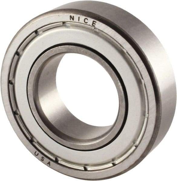 Nice - 1-1/8" Bore Diam, 2-1/2" OD, Double Shield Precision Ground Radial Ball Bearing - 5/8" Wide, 1 Row, Round Bore, 2,120 Lb Static Capacity, 3,864 Lb Dynamic Capacity - USA Tool & Supply