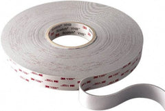 3M - 3/4" x 36 Yd Acrylic Adhesive Double Sided Tape - 45 mil Thick, White, Acrylic Foam Liner, Continuous Roll, Series 4945 - USA Tool & Supply