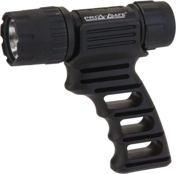 PRO-SAFE - White LED Bulb, 120 Lumens, Industrial/Tactical Flashlight - Black Plastic Body, 3 AAA Alkaline Batteries Not Included - USA Tool & Supply
