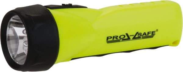 PRO-SAFE - White LED Bulb, 77 Lumens, Industrial/Tactical Flashlight - Yellow Plastic Body, 4 AA Alkaline Batteries Not Included - USA Tool & Supply