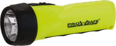 PRO-SAFE - White LED Bulb, 77 Lumens, Industrial/Tactical Flashlight - Yellow Plastic Body, 4 AA Alkaline Batteries Not Included - USA Tool & Supply